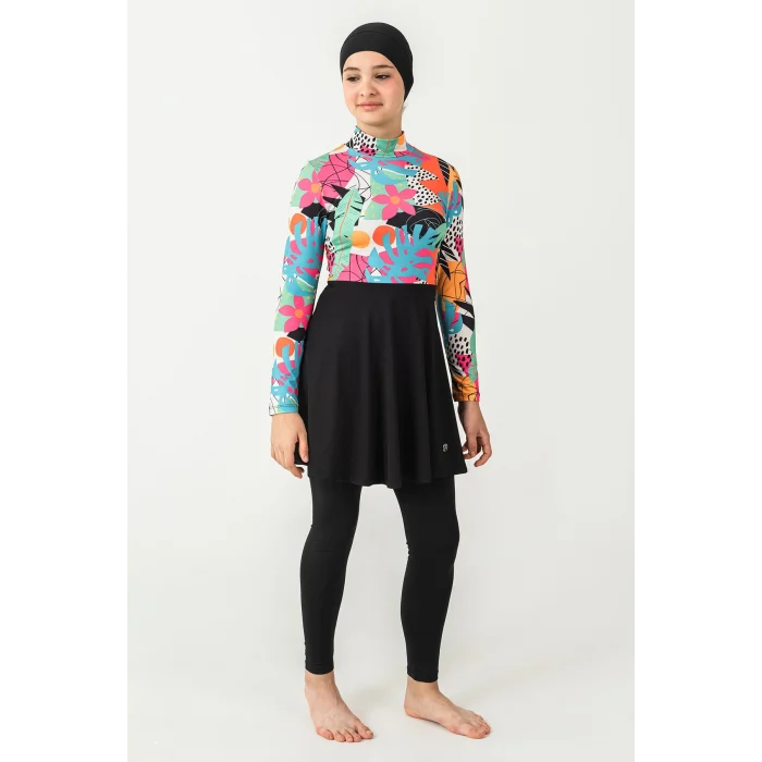 Maresiva 2902 Kız Çocuk Cındy Likralı Uzun Kollu Tesettür Mayo