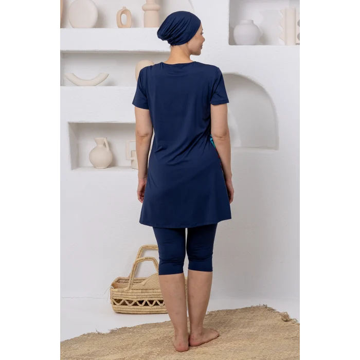 Maresiva 2805 Keeva Likralı Kısa Kollu Battal Tesettür Mayo