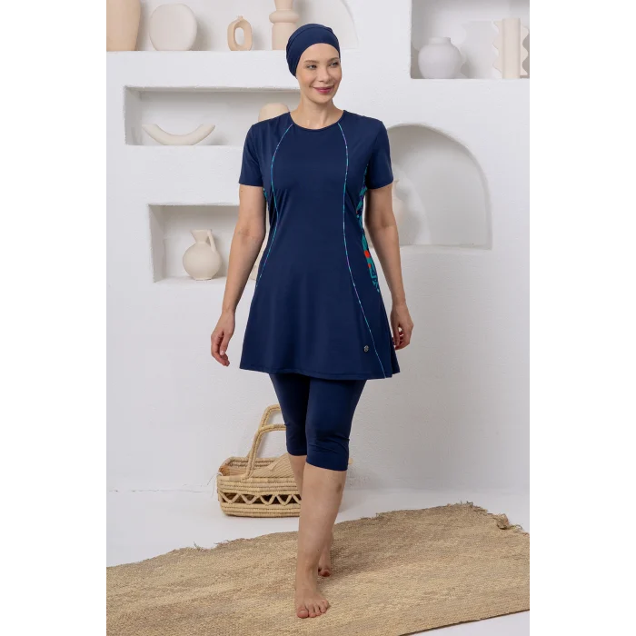 Maresiva 2805 Keeva Likralı Kısa Kollu Battal Tesettür Mayo