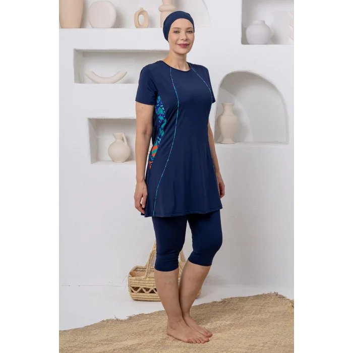 Maresiva 2805 Keeva Likralı Kısa Kollu Battal Tesettür Mayo