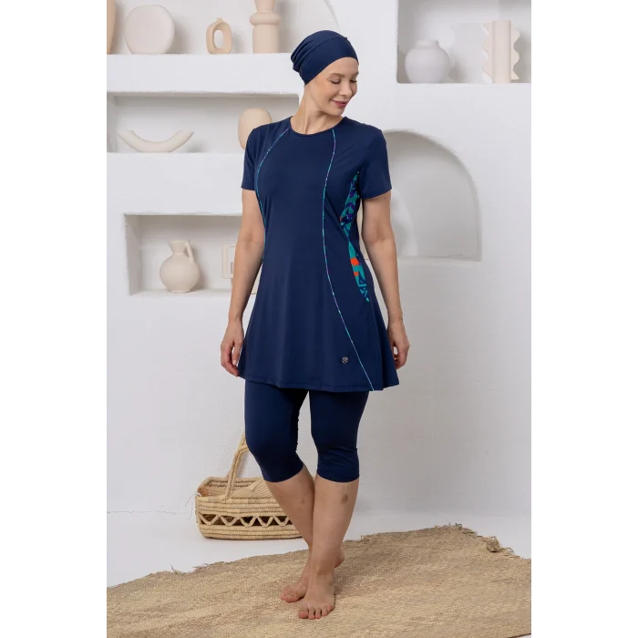 Maresiva 2805 Keeva Likralı Kısa Kollu Battal Tesettür Mayo