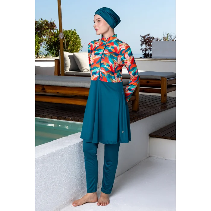 Rozamay 3108 Maddy Likralı Uzun Kollu Tesettür Mayo