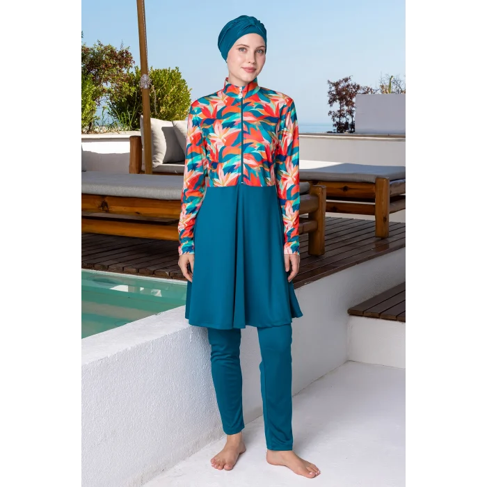 Rozamay 3108 Maddy Likralı Uzun Kollu Tesettür Mayo