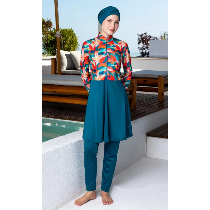 Rozamay 3108 Maddy Likralı Uzun Kollu Tesettür Mayo