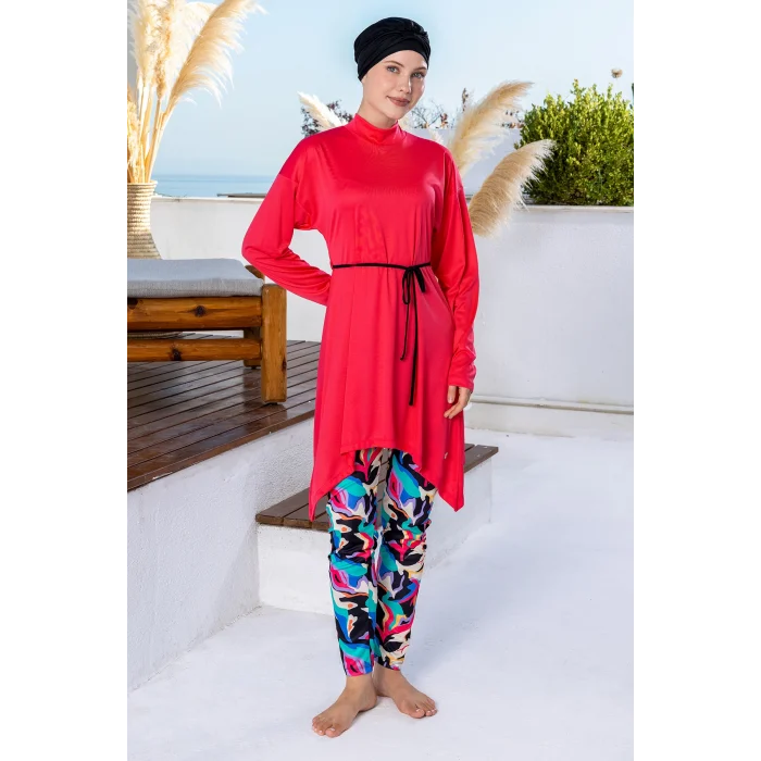 Rozamay 3117 Karena Likralı Uzun Kollu Tesettür Mayo