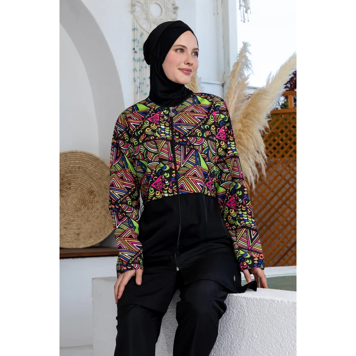 Rozamay 3507 Knox Paraşüt Uzun Kollu Tesettür Mayo