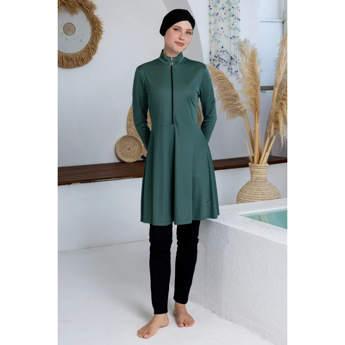 Rozamay 3128 Maysız Likralı Uzun Kollu Tesettür Mayo