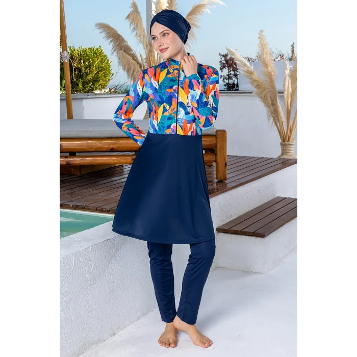 Rozamay 3107 Ruby Likralı Uzun Kollu Tesettür Mayo