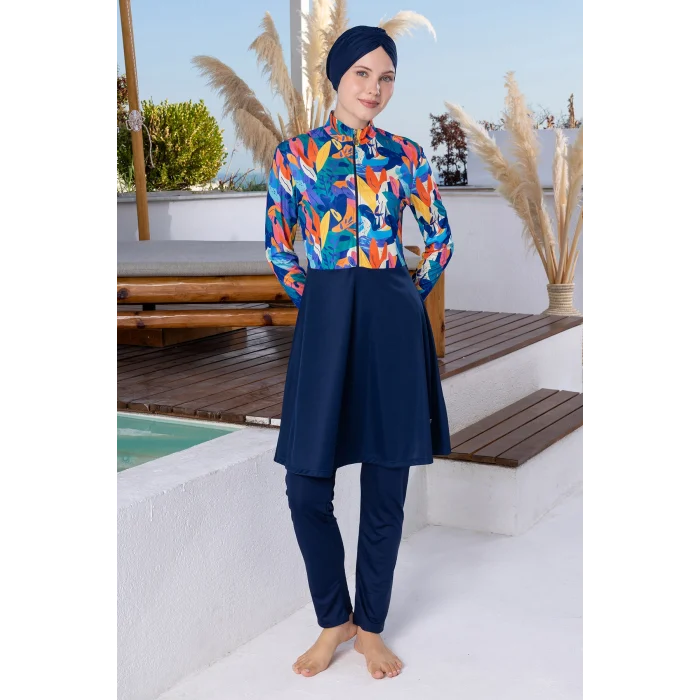 Rozamay 3107 Ruby Likralı Uzun Kollu Tesettür Mayo