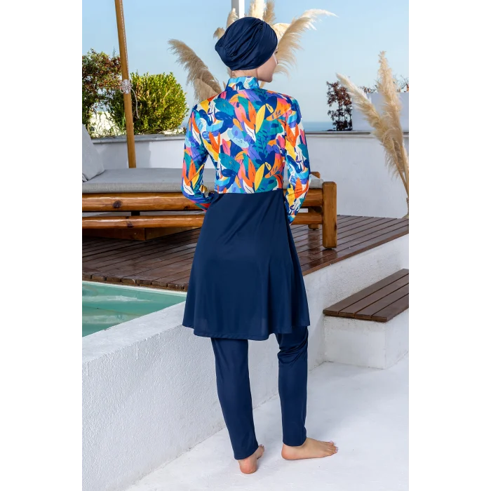 Rozamay 3107 Ruby Likralı Uzun Kollu Tesettür Mayo