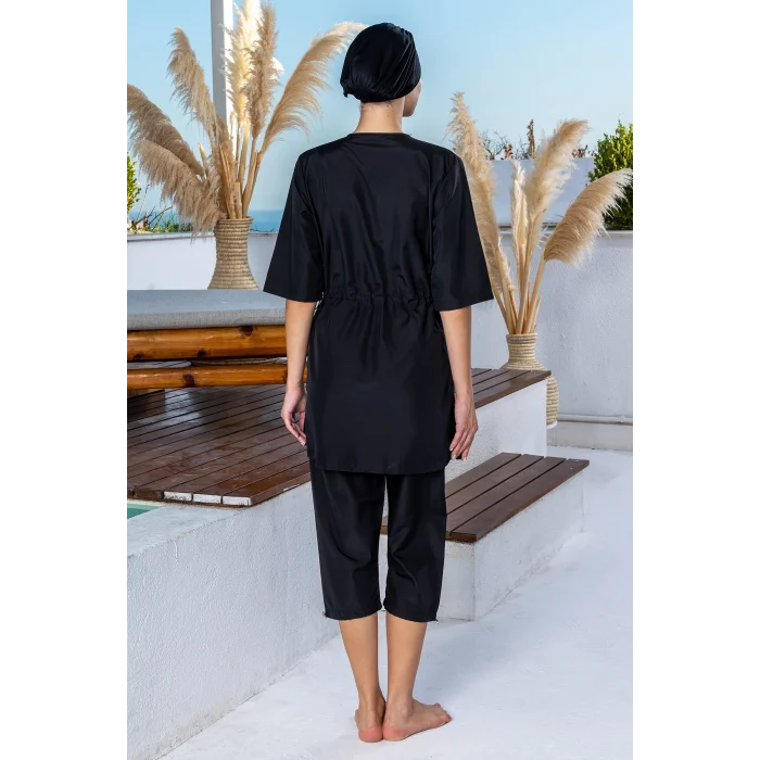 Rozamay 3605-P Leda Paraşüt Yarım  Kollu Tesettür Mayo