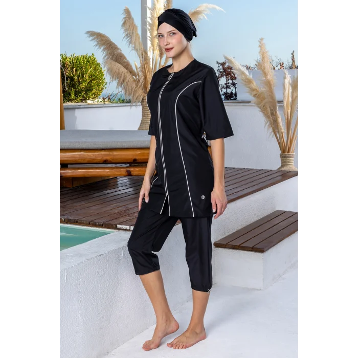 Rozamay 3605-P Leda Paraşüt Yarım  Kollu Tesettür Mayo