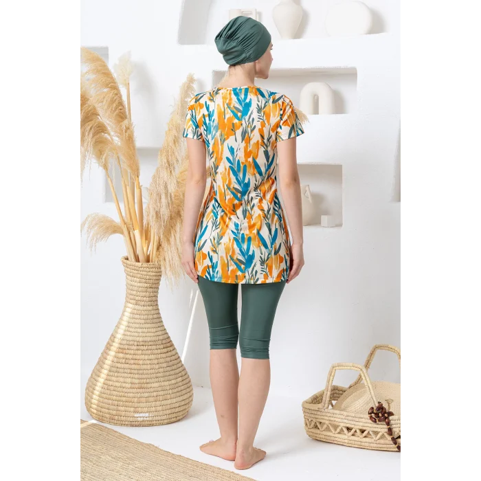 Rozamay 3601 Mıles Likralı Kısa Kollu Tesettür Mayo