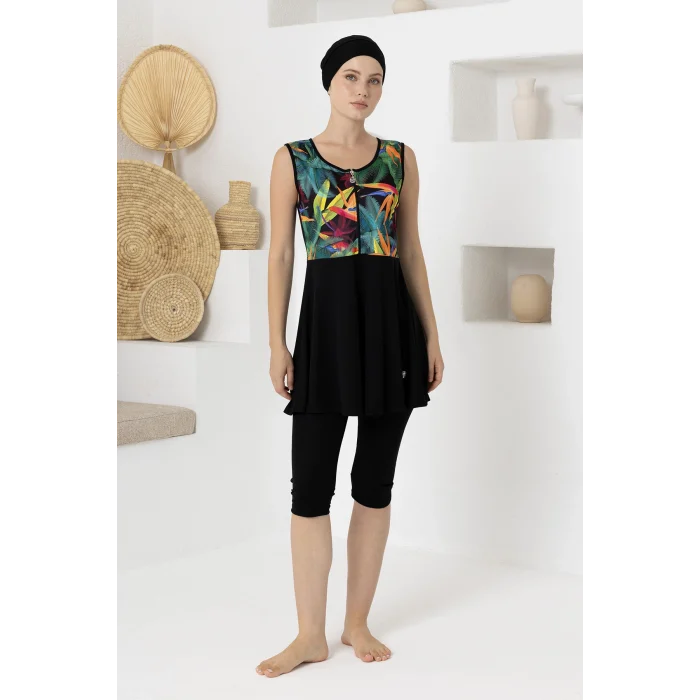 Rozamay 3608 Adah Likralı Kolsuz Tesettür Mayo