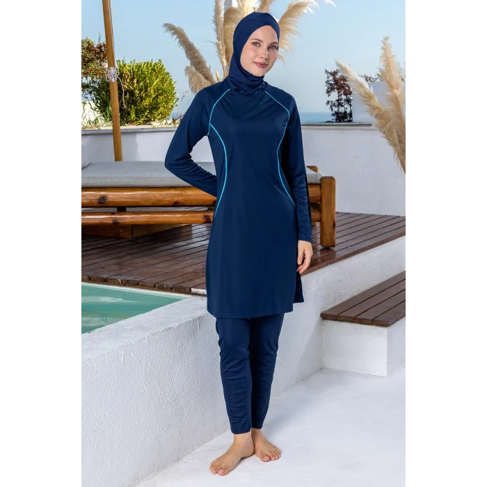 Rozamay 3130 Hila Likralı Uzun Kollu Tesettür Mayo