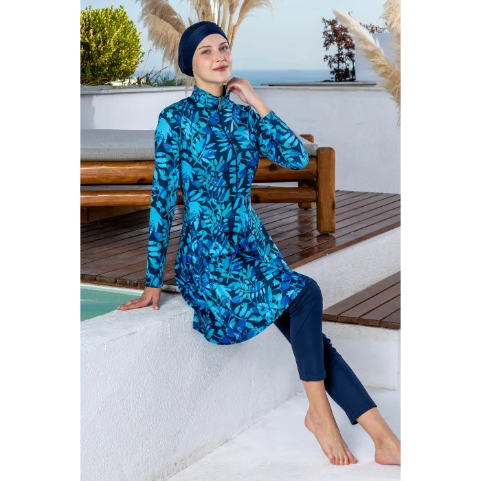 Rozamay 3105 Clere Likralı Uzun Kollu Tesettür Mayo