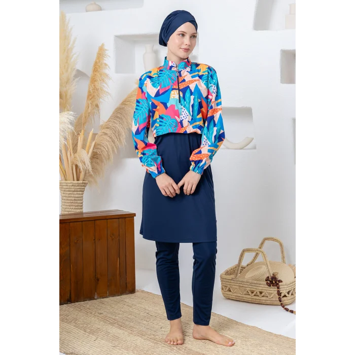 Rozamay 3403 Wendy Paraşüt Likra Uzun Kollu Tesettür Mayo