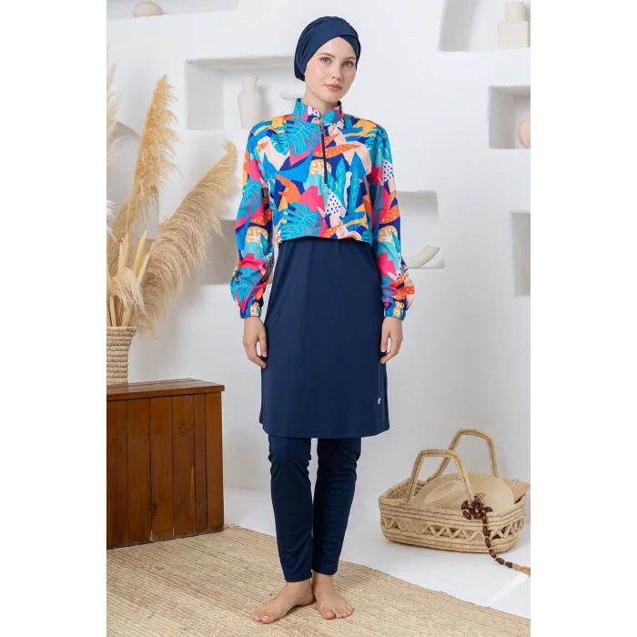 Rozamay 3403 Wendy Paraşüt Likra Uzun Kollu Tesettür Mayo