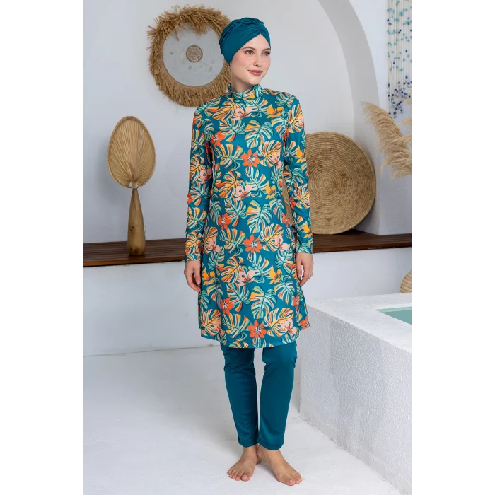 Rozamay 3102 Olga Likralı Uzun Kollu Tesettür Mayo