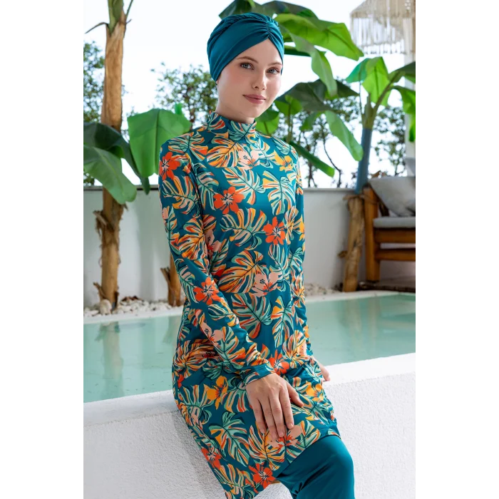 Rozamay 3102 Olga Likralı Uzun Kollu Tesettür Mayo