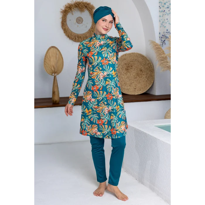 Rozamay 3102 Olga Likralı Uzun Kollu Tesettür Mayo