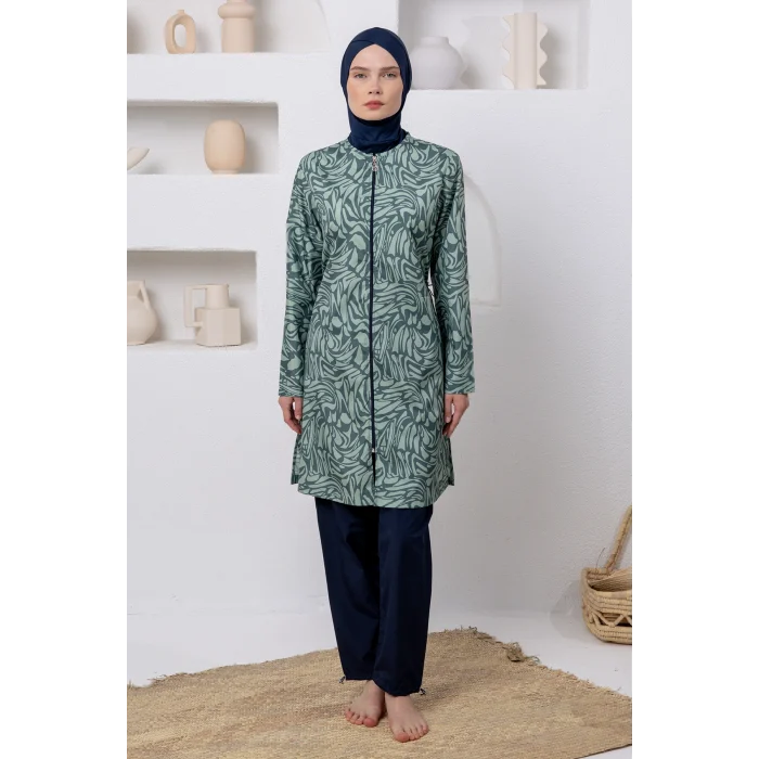 Rozamay 3508 Rayn Paraşüt Uzun Kollu Tesettür Mayo