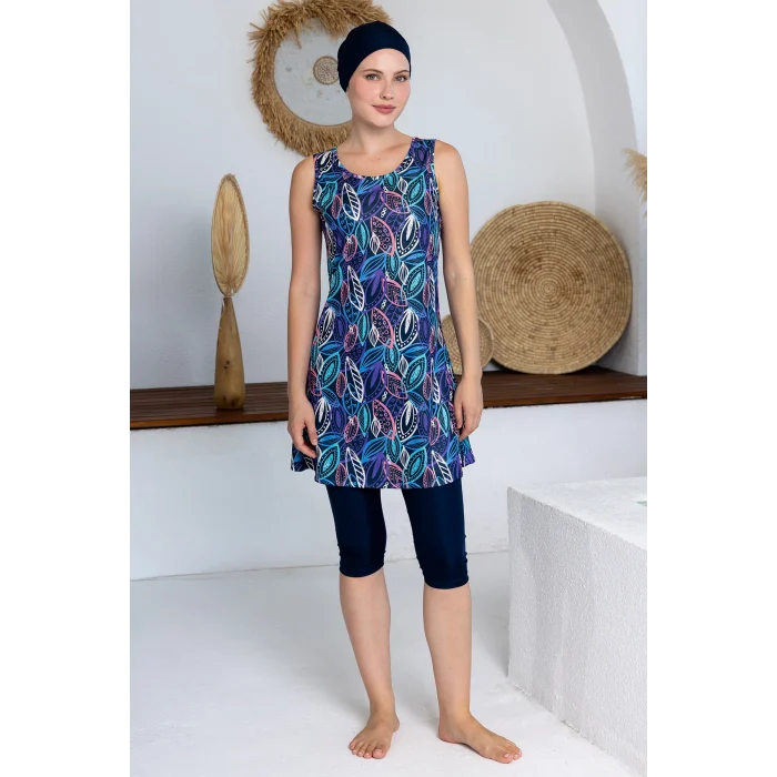 Rozamay 3607 Vesnay Likralı Kolsuz Tesettür Mayo