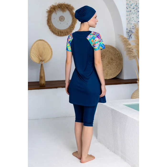 Rozamay 3603 Fawn Likralı Kısa Kollu Tesettür Mayo