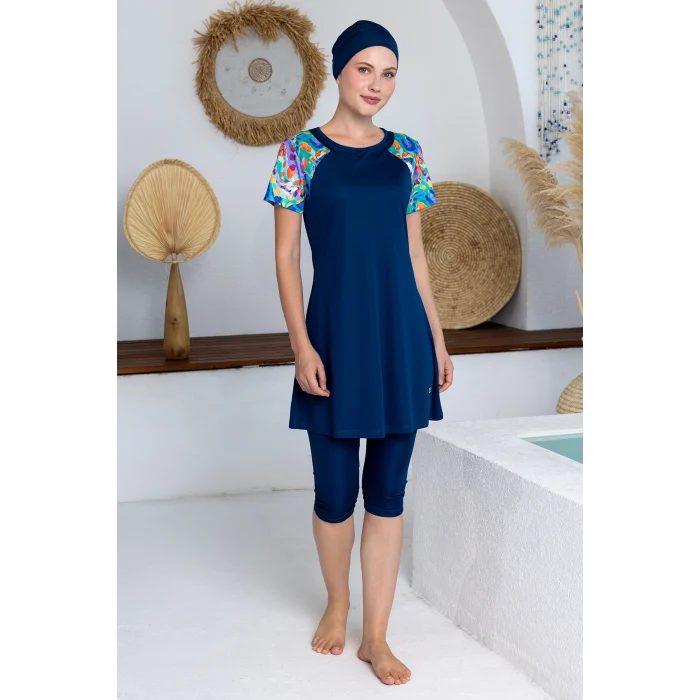 Rozamay 3603 Fawn Likralı Kısa Kollu Tesettür Mayo