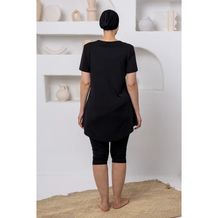 Rozamay 3805 Lara Likralı Kısa Kollu Battal Tesettür Mayo