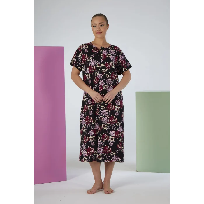 Estiva 25237 Kadın Likra Viskon Kısa Kol Gecelik