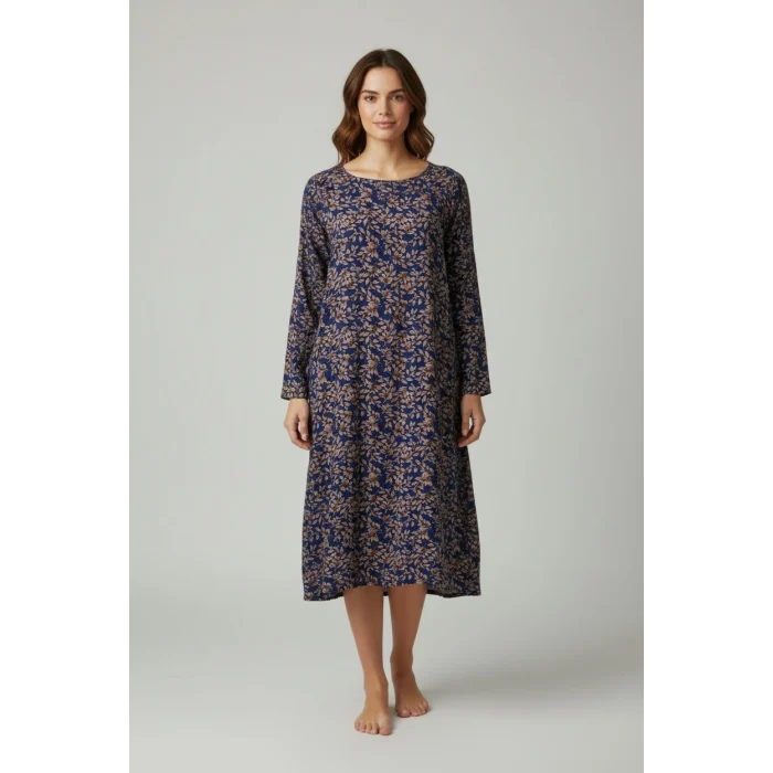 Estiva 25245 Kadın Likra Viskon Uzun Kol Gecelik