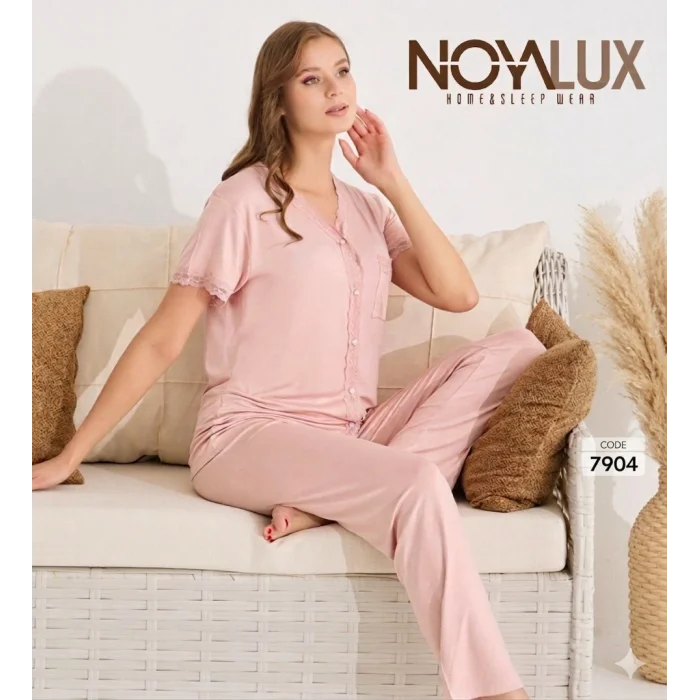 Noyalux 7904 Kadın Önden Dügmeli Kısa Kol Pijama