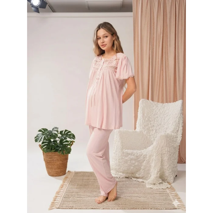 Bone 5806 Kadın 3lü Sabahlıklı Lohusa Pijama Takımı