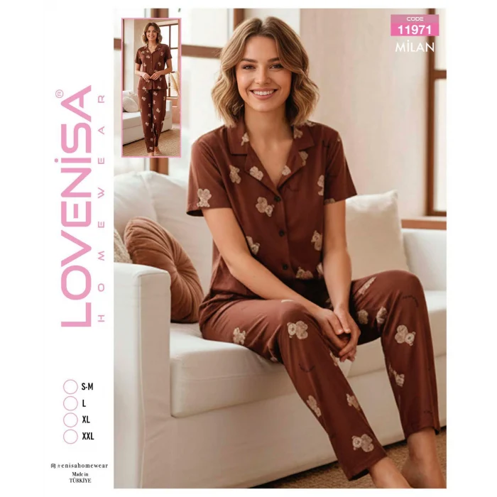 Lovenisa 11971 Kadın Milan Düğmeli Pijama Takımı
