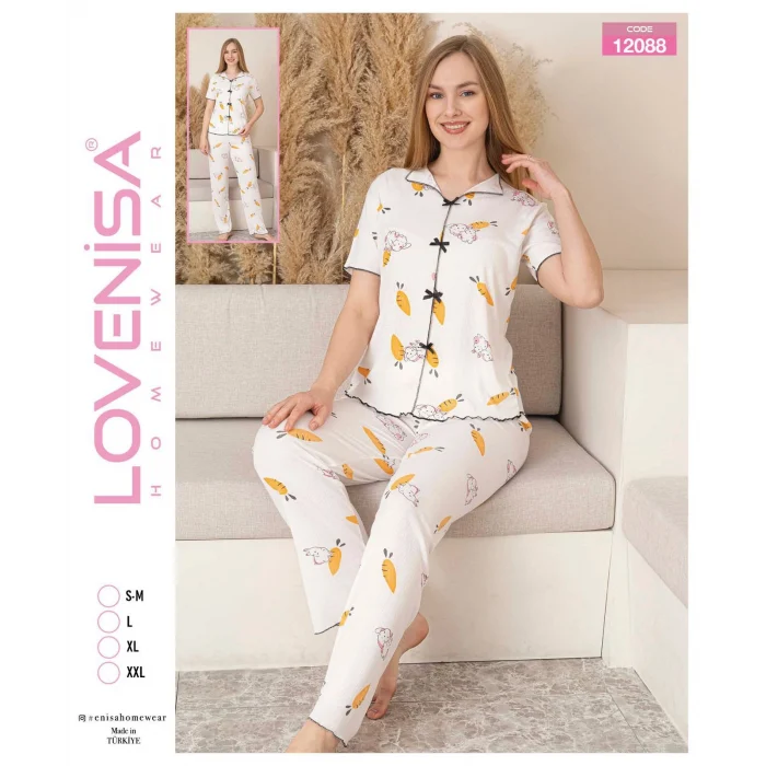 Lovenisa 12088 Kadın Kaşkorse Düğmeli Pijama Takımı