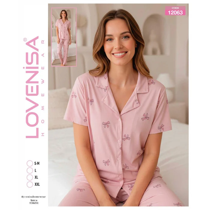 Lovenisa 12063 Kadın Milan Düğmeli Pijama Takımı