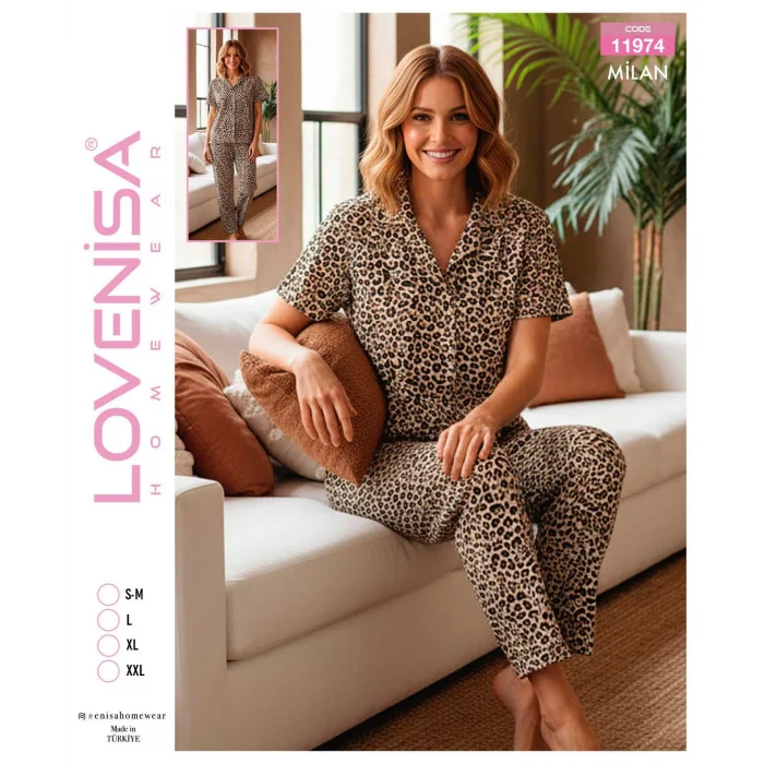 Lovenisa 11974 Kadın Milan Düğmeli Pijama Takımı