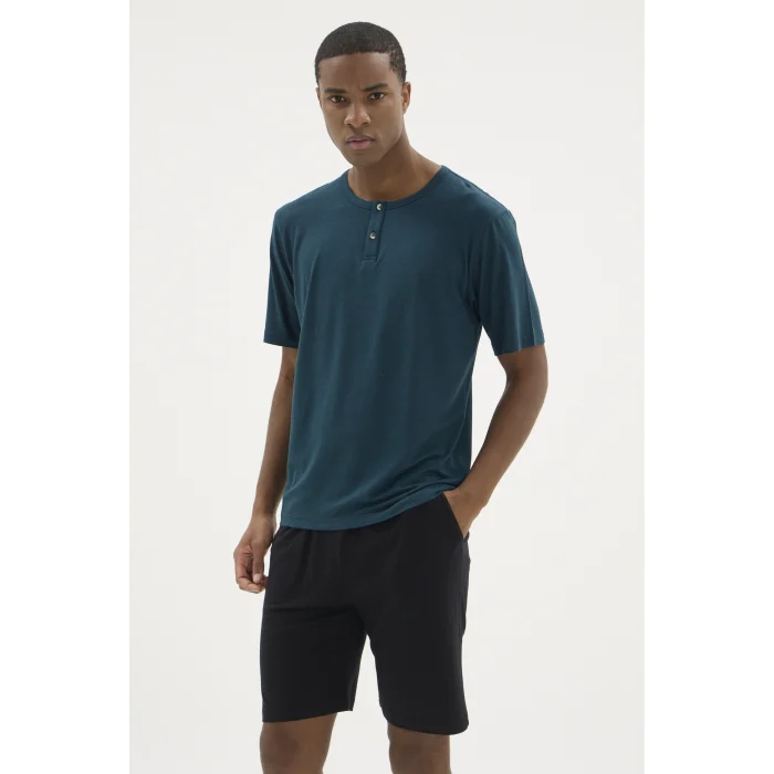 Kocabey ŞT-26213 Erkek Yaka Reçme Şortlu Takım