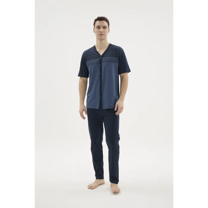 Kocabey KKT-26154 Erkek V Yaka Boydan Düğmeli Pijama Takımı