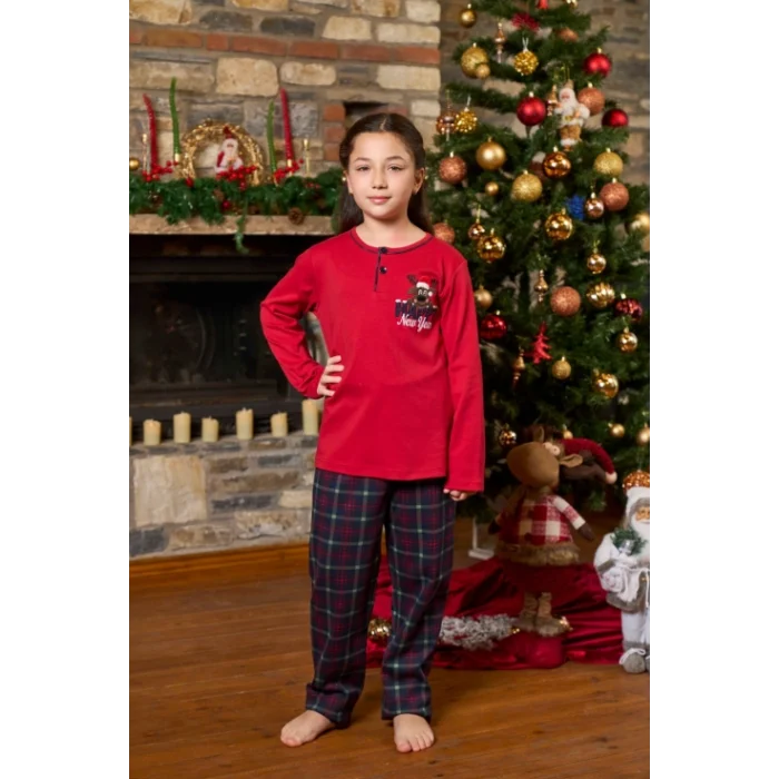 Aqua 26454 Yılbaşı Temalı Kız Çocuk Pijama Takım