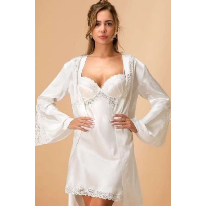 Nurteks 5380 Kadın Gecelik Kimona Takım