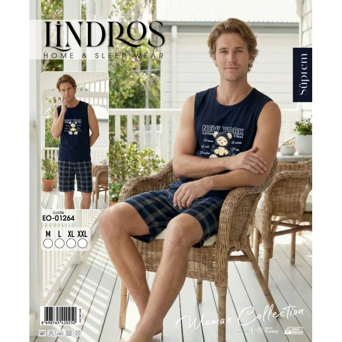 Lindros EO-01264 Erkek Sıfır Kol Süprem Şort Takım