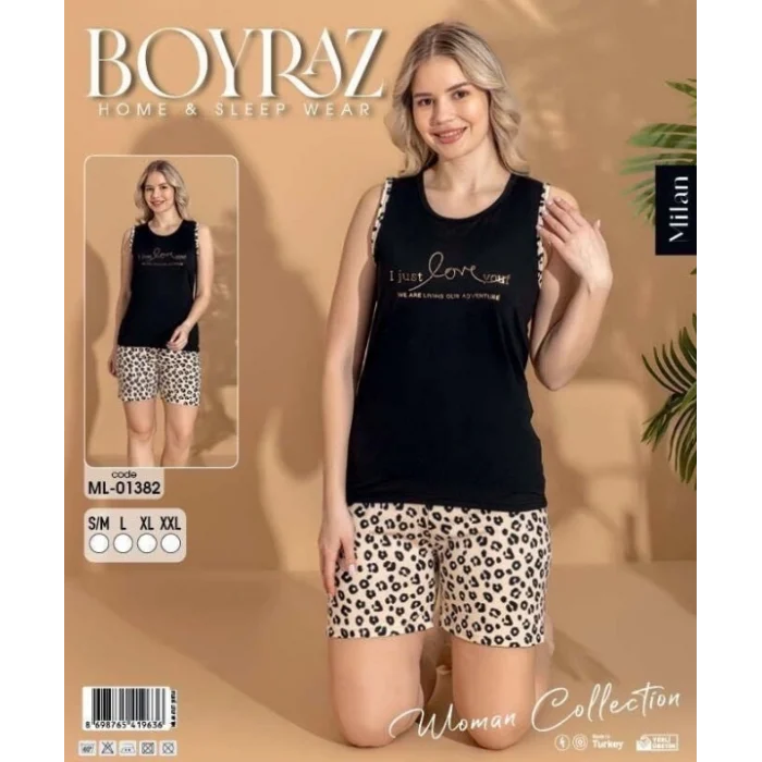 Boyraz ML-01382 Kadın Sıfır Kol Şort Takım