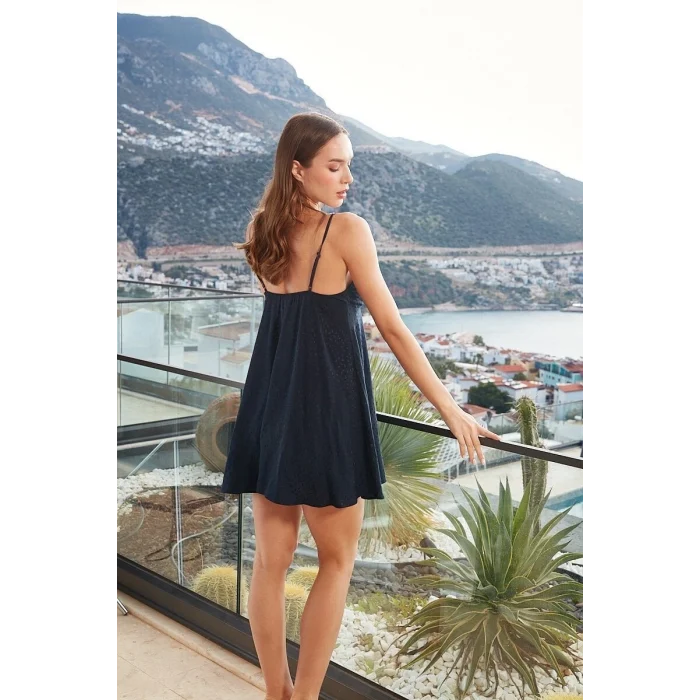 Aqua 26634 Kadın İp Askılı Dantelli Kısa Gecelik