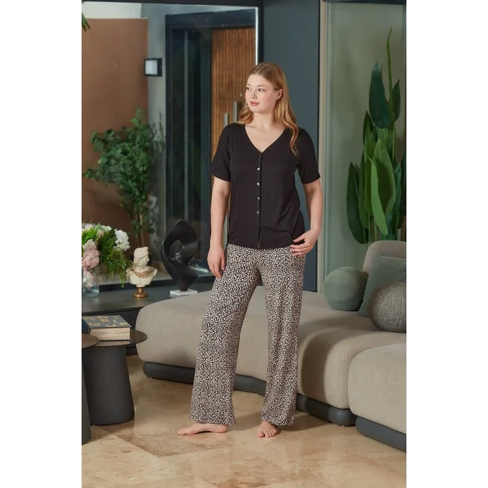 Aqua 26683 Kadın Önü Düğmeli Kısa Kol Pijama Takım