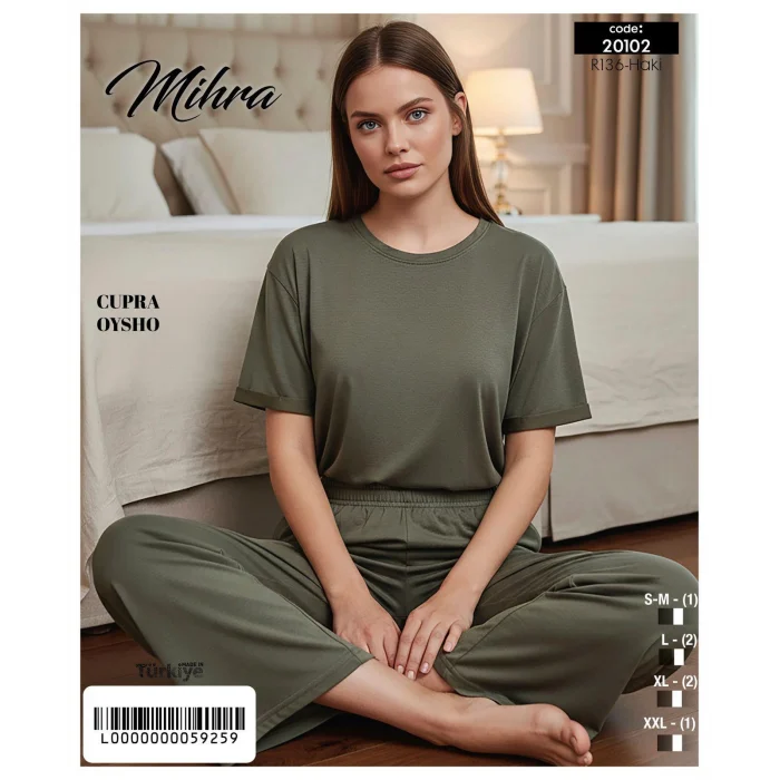 Mihra 20102 Kadın Oysho Kısa Kol Pijama Takımı