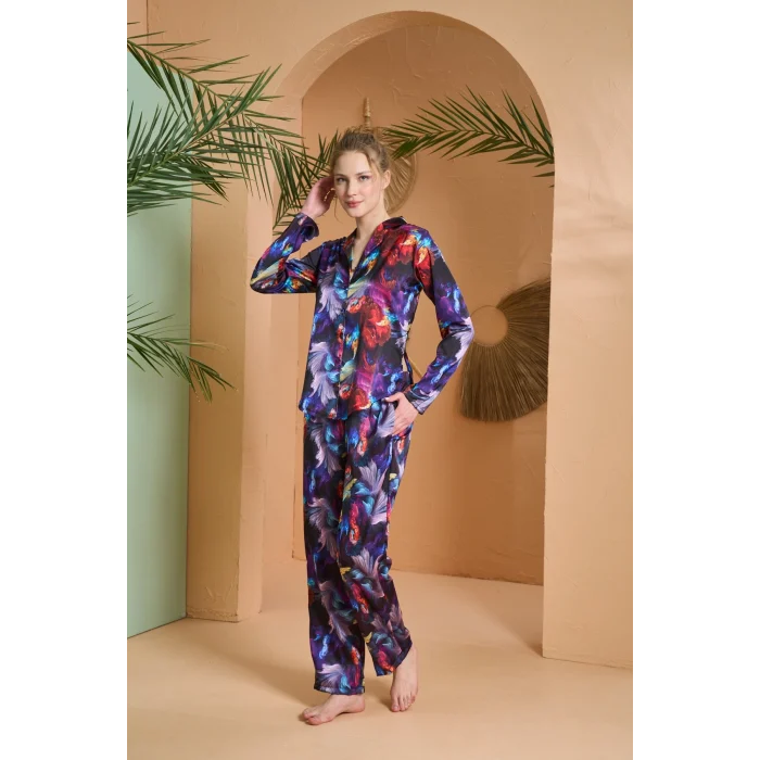 PJS 27079 Kadın Düğmeli Pijama Takımı