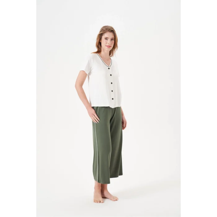 PJS 29022 Kadın Düğmeli Pijama Takım