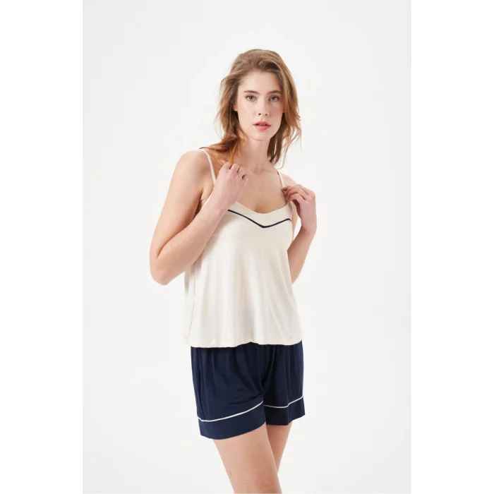 PJS 29021 Kadın İp Askılı Şort Takım